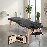 Table de massage professionnelle moderne en cuir synthétique, réglable, portable, à 2 sections, en bois, pour chambre à coucher