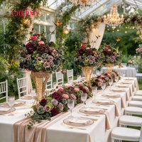 Centre de table artificiel en soie lavande violette de 60 cm, avec globe de fleurs, églantier et rose, pour décoration de table de mariage