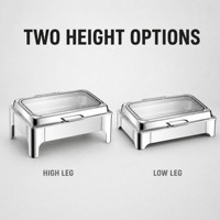 Ensemble de chauffe-plats de luxe en acier inoxydable doré avec couvercle en verre pour buffet, idéal pour hôtels, mariages, banquets, restaurants et traiteurs