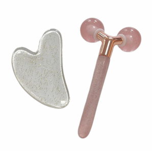 Juego de rodillo facial 3D de resina y gua sha para el cuidado de la piel, precio económico al por mayor - Product Image 1