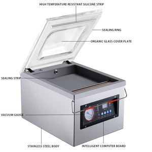 DZ-300/F Electric Automatic <b>Vacuum</b> Sealing Machine Bearing Glass for Food Meat Fruits Vegetables Textiles Foil Film Bags - Product Image 5