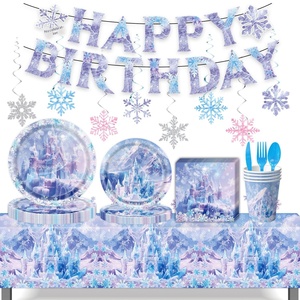 Articles de fête d'anniversaire pour enfants Thème <span class=keywords><strong>Reine</strong></span> <span class=keywords><strong>des</strong></span> Neiges Château de Glace, Accessoires de décoration de table, Assiettes en carton, Décorations en papier - Product Image 1