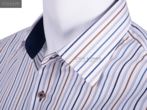 Chemise habillée formelle pour homme 100 % coton sergé teint en fil rayé à manches longues écologique séchage rapide anti-rétrécissement anti-boulochage été - Product Image 4