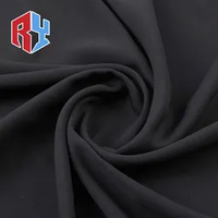 Tissu de teinture solide respirant personnalisé 67 "118gsm 100% polyester Tissu de pêche en laine noir jais pour tissu abaya arabe