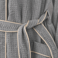 Peignoir en coton gaufré confortable pour hôtel et spa, avec capuche, pour femme, à porter après la douche, usage quotidien, super doux, avec ceinture