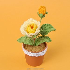 กระถางดอกกุหลาบโครเชต์ทำมือจากไหมพรม ขายส่ง สำหรับตกแต่งบ้าน - Product Image 2