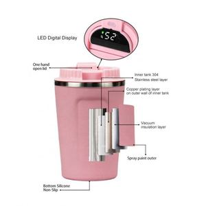 Tasses à café de voyage isothermes personnalisées très populaires de 510 ml (17 oz) en acier inoxydable avec couvercles à affichage LED intelligent de la température - Product Image 3