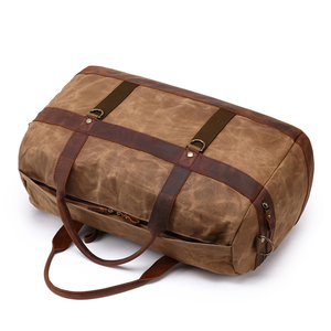 Bolso bandolera <span class=keywords><strong>de</strong></span> lona vintage MOQ bajo personalizado al por mayor, bolso <span class=keywords><strong>de</strong></span> hombro con ribete <span class=keywords><strong>de</strong></span> piel auténtica, bolsas <span class=keywords><strong>de</strong></span> viaje <span class=keywords><strong>de</strong></span> lona <span class=keywords><strong>de</strong></span> fin <span class=keywords><strong>de</strong></span> <span class=keywords><strong>semana</strong></span> para hombre - Product Image 3