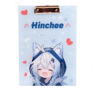 Hinchee Private Label Custom Clear Acrylic Clipboards Personalise Anime Kpop Glitter Plastic A4 Size Acrylic Glitter Clipboard