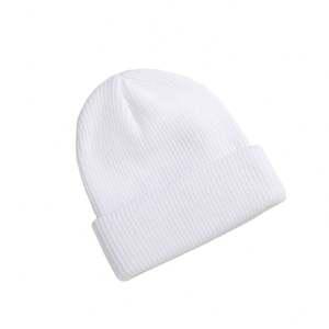 Vente en gros de bonnets en tricot pour l'automne et l'hiver en stock, bonnets chauds en acrylique de couleur unie pour femmes et hommes - Product Image 4