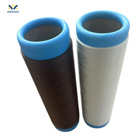 Fil de polyester 100% teint en masse, 50D, tissé plat, torsadé, couleurs satinées brillantes, étiquette tissée en forme de triangle TBR BR, pour le tricotage de la tige de chaussure