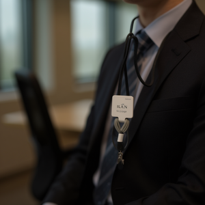 Lanière personnalisée avec nom Ilan 45 cm avec clip pour carte d'identité, accessoire Irene 8 pièces - Product Image 2