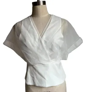 2023 ODM/OEM new fashion polyester short-sleeved latest craft top summer blouse for women