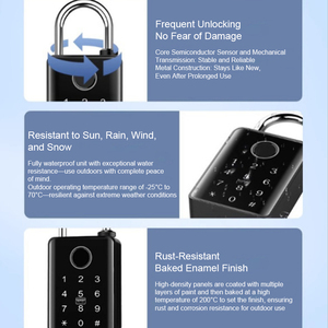 Serrure de porte biométrique numérique personnalisée de classe IP67 avec application mobile BT, en alliage d'aluminium noir, petit <span class=keywords><strong>cadenas</strong></span> intelligent <span class=keywords><strong>à</strong></span> empreintes digitales - Product Image 5