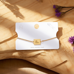 Pulsera de Acero Inoxidable de 12x14cm con Letra P Chapada en Oro, Joyería de Moda Unisex, Regalo - Product Image 3