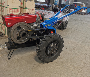 Blue <b>Walking</b> Tractor 15 HP Gear Drive 2WD Farm Engine Powered Tiller Ploughing <b>Machine</b> Easy to Operate - Product Image 3