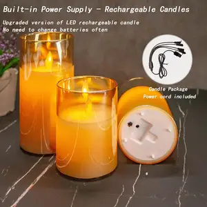 Velas electrónicas sin llama LED de cera Real, velas de Pilar falsas con Control remoto recargable por USB, Navidad Bougie Kerzen, Navidad