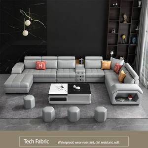 Maison moderne salon meubles canapés ensemble cuir tissu u forme salon sectionnel canapés inclinables avec haut-parleur de <span class=keywords><strong>musique</strong></span> USB - Product Image 3
