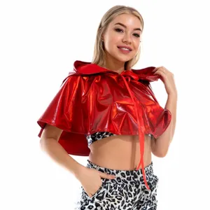 Cape de mort pour cosplay de fête, cape holographique métallique brillante pour adulte, capuche, cape de carnaval, costume de diable, costume d'Halloween - Product Image 6