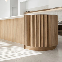Panel Dinding 3D MDF Super Fleksibel dengan Veneer Kayu Bunga Oak Putih Alami Setengah Bulat untuk Dekorasi Interior
