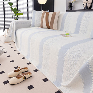 Ins Style Ice Silk <b>Sofa</b> <b>Cover</b> Stripe Pattern 145-185Cm Summer Cooling Non Slip Seat Cushion Pad Type Machine Washable - Product Image 3