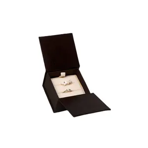 High End Earring Jewelry Box Custom Square Box Packaging Jewelry With White Sponge Cover Velvet Pad