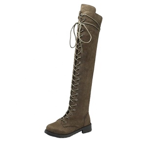 Sexy di nuovo arrivo delle signore di modo lungo scarpe lace up <span class=keywords><strong>donna</strong></span> stivali alti al ginocchio - Product Image 1