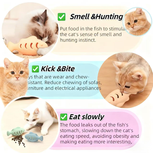 Jouets en forme de boule de menthe pour chat, nettoyage des dents et jouets à lécher à la menthe, jouet interactif en silicone en forme de poisson mignon pour chats - Product Image 5