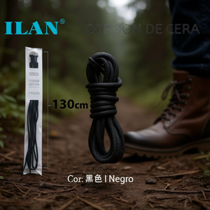 Cordones Encerados Ilan de 130 cm Negros para Botas y Zapatos - Product Image 2