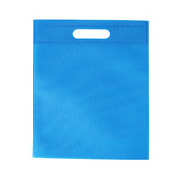Sacs shopping non tissés bleus personnalisés découpés à plat avec impression de logo pour emballage promotionnel de détail en gros