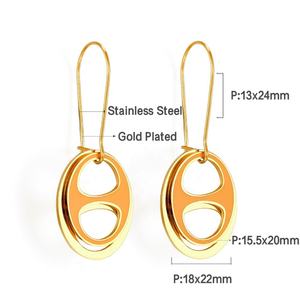 Pendientes de Aro de Acero Inoxidable con Diseño de Nariz de Cerdo Grande y Pequeña, Color Marrón, Joyería para Mujer - Product Image 6