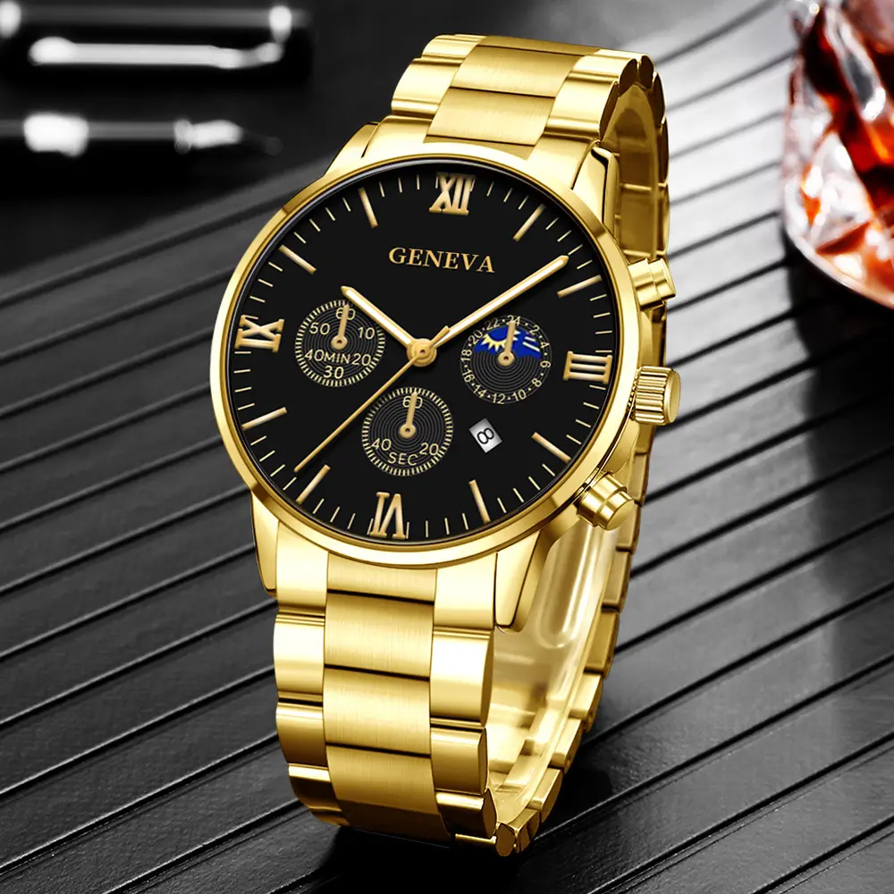 Geneva Luxury Men's Stainless Steel Business Quartz Watch
