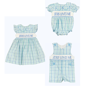 Preorden Jesús me ama niña pequeña niños volantes vestido Niño Burbuja mameluco hermano partidos ropa <span class=keywords><strong>de</strong></span> bebé - Product Image 2