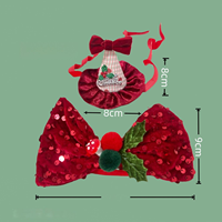 Accessoires de Noël pour animaux de compagnie, nœud papillon et chapeau en velours à paillettes, accessoires de costume de Noël pour chien et chat pour la décoration de fête de Noël