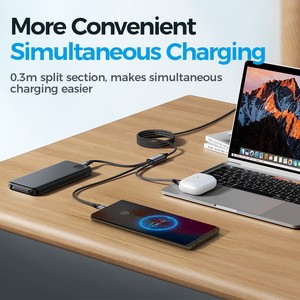 สายชาร์จ JOYROOM สำหรับ <span class=keywords><strong>iPhone</strong></span> 15 ซีรีส์ ความยาว 1.2 เมตร แบบ 3-in-1 กำลังไฟ 100W สายถักไนลอน USB-A to IP+Type-C+Micro ชาร์จเร็ว - Product Image 3