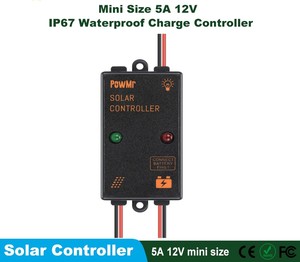 Suitable PowMr PWM <b>5A</b> 12V Mini <b>Solar</b> <b>Controller</b> IP67 Waterproof Mini <b>Solar</b> <b>Charge</b> <b>Controller</b> for Lead-Acid Battery - Product Image 2
