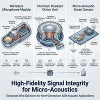 Fil acoustique noir en TPU 2 conducteurs, diamètre extérieur 0,9 mm, longueur 193 mm, extrémités étamées sans plomb pour microphone et composants audio miniatures