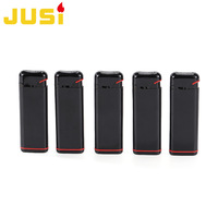 Briquet jet à flamme coupe-vent en métal noir uni JUSI, durable et épaissi, fabricant de briquets jetables