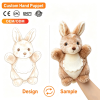 Marionnette interactive lapin en tissu polyester-coton 13 cm, jouet d'éveil, doudou d'anniversaire, ODM, personnalisation, approvisionnement en gros