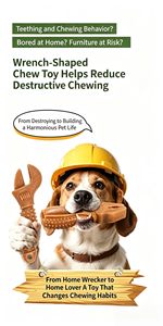 Jouet à mâcher dentaire pour chien en plastique durable, couineur, en forme de clé à molette et de pince à fil, réduit les morsures destructrices - Product Image 5