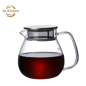 Juego de <span class=keywords><strong>caf</strong></span>é y té Kingze moderno de vidrio borosilicato de 300ML/500ML con gotero y tapa de acero inoxidable - Product Image 1