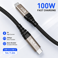 Cable USB-C de Carga Rápida de 100W y Transferencia de Datos de Alta Velocidad de 20GB, Cable Inteligente de Carga Rápida con Punta Metálica de Nylon Tipo-C de 1.2m