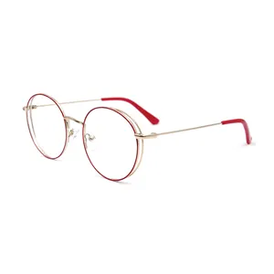 חדש משקפיים אופנה משקפי משקפיים מפואר סיטונאי נשי משקפיים מתכת עגול מסגרת אופטית