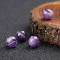 Perles rondes en améthyste naturelle, pré-percées, polies, 8mm, 10mm, 12mm, pour bracelet et collier DIY, cristal de guérison