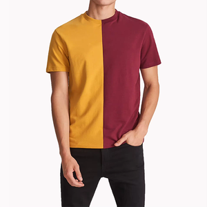 โลโก้ที่กําหนดเองพิมพ์ผู้ชายแยกสองโทนสีเสื้อยืดบล็อกสีขนาดใหญ่ - Product Image 3