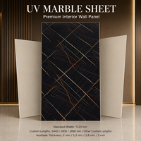 Panneau mural en PVC brillant MORLENX en marbre veiné or cuivre noir pour hôtels de luxe et intérieurs commerciaux