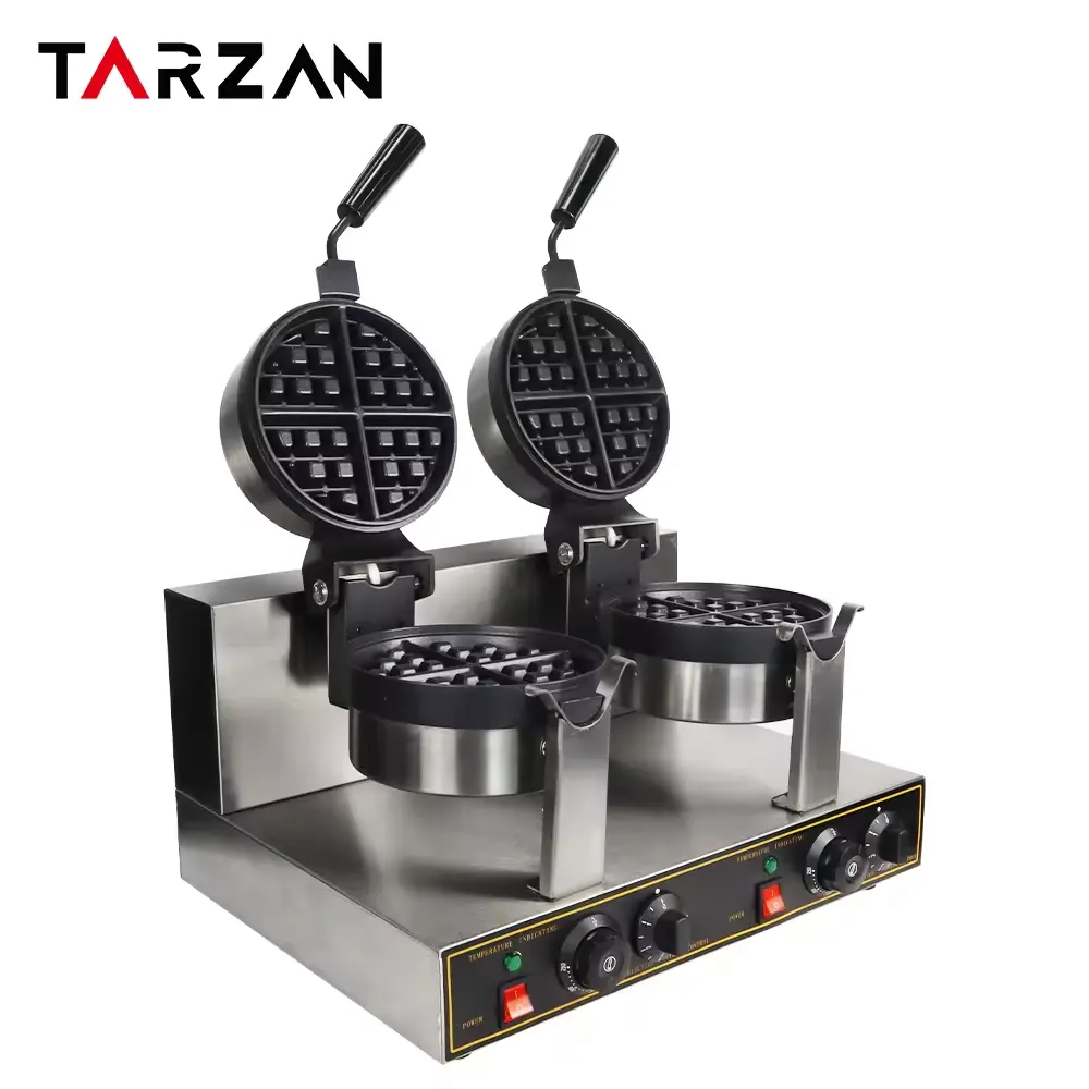 Best Price Commercial Hot Sale 2-Plate Waffle Baker Snack Machine Rotation Type for Sale