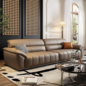 Set di Divani e Poltrone Reclinabili in Ecopelle di Lusso <span class=keywords><strong>Minimalista</strong></span> Moderno con Struttura in Legno Quadrata per <span class=keywords><strong>Soggiorno</strong></span> e Hotel - Product Image 2