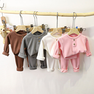 Ensemble de sous-vêtements pour enfants, nouveau style d'automne, <span class=keywords><strong>polaire</strong></span> pour bébé, polyester, pyjama pour garçons, style coréen, chaud pour filles, en stock - Product Image 2