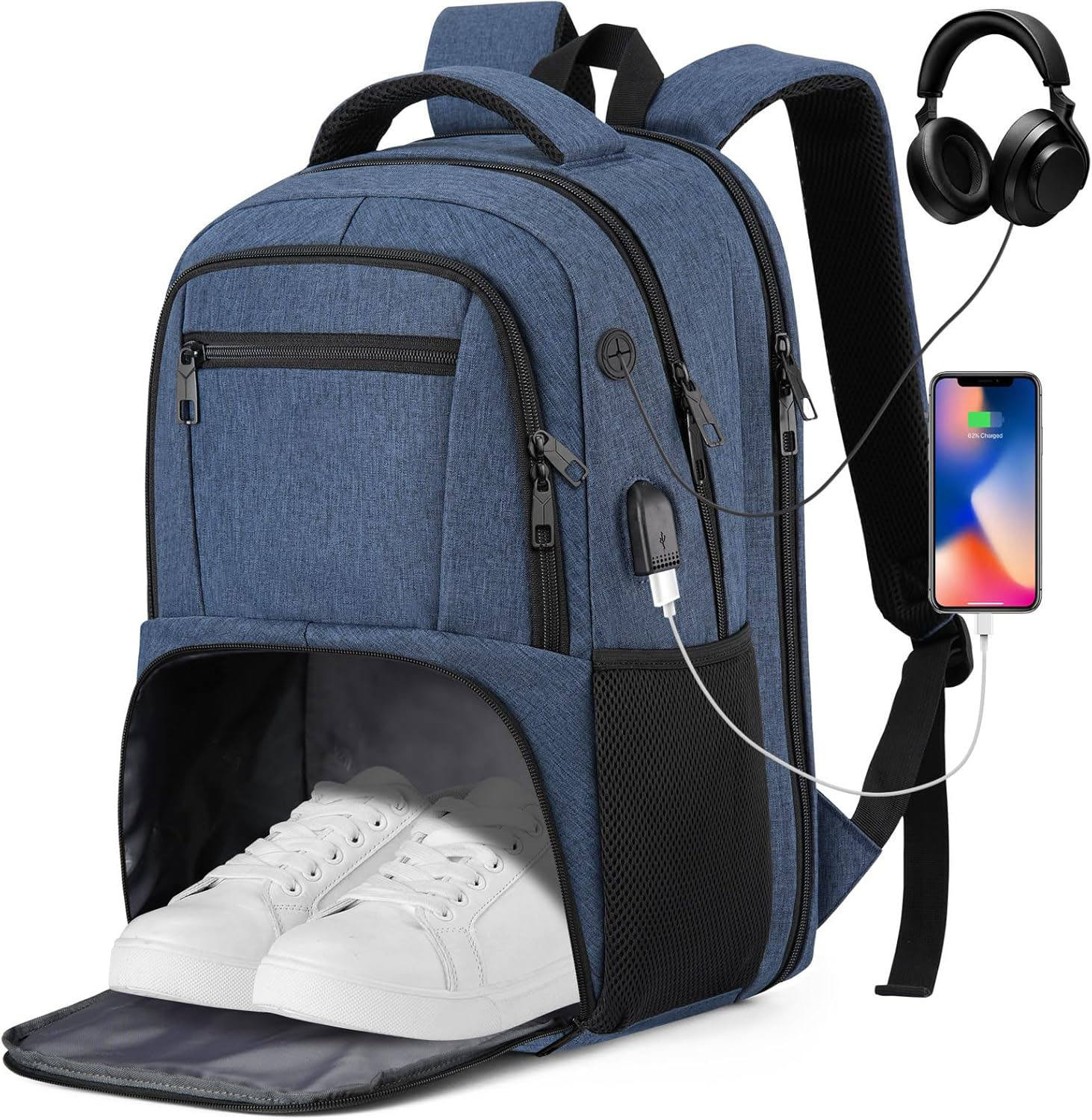 Inch Gym Backpack with Shoe Compartment Multi-functional Laptop  Backpack with USB